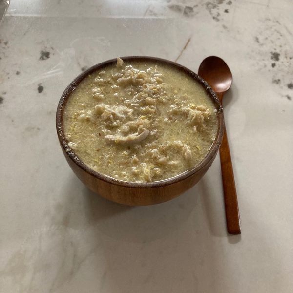 オートミール卵と鶏むね肉のおかゆ🐔🍲のサムネイル