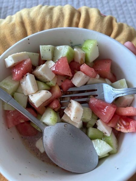 Thumbnail of Potassium Bomb Cucumber Cheese Tomato Salad