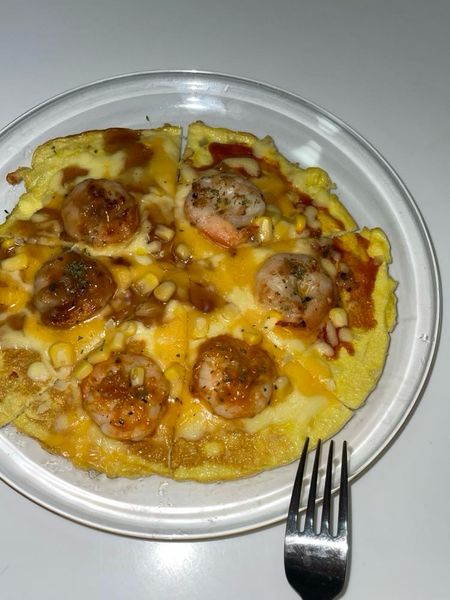 3つの味のキャベツ卵エビピザのサムネイル